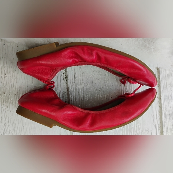 Leather ABUSA Ballet Flat Shoes Loafers Woman Sz 8.5" Salmon Color Point Toes - Picture 5 of 12